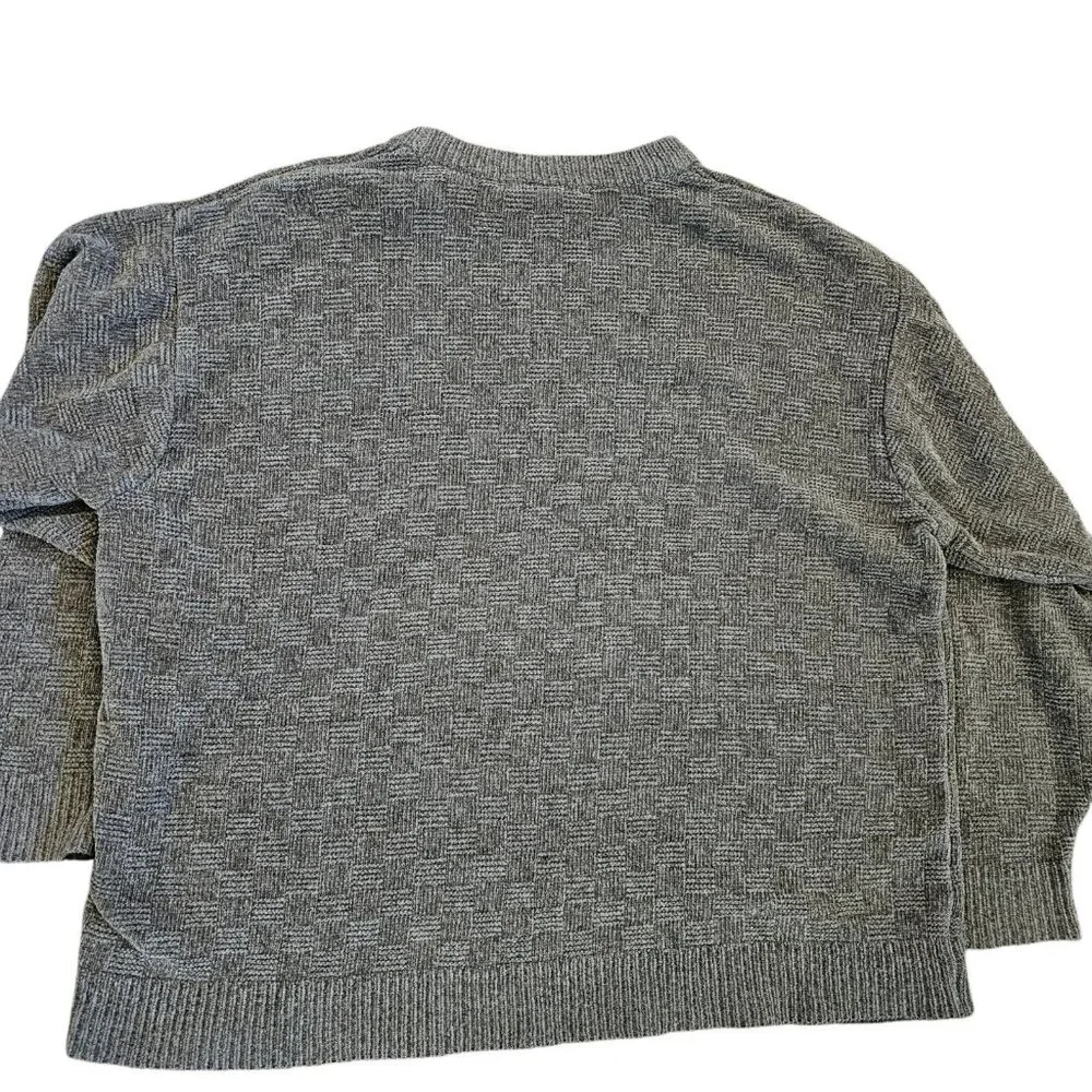 Vintage 90s Mens‎ XL Brown Chenille Sweater Embroidered Mickey Mouse Disney